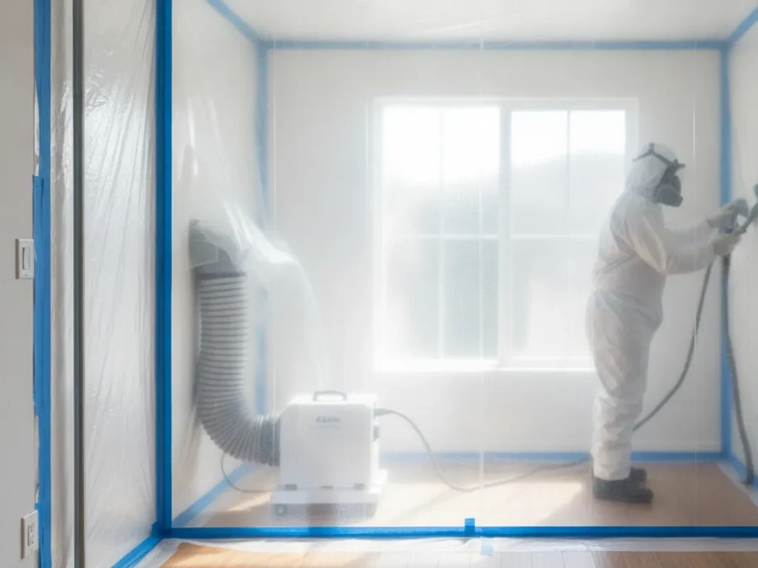 Mold remediation containment and air scrubbing in a Santa Clarita home
